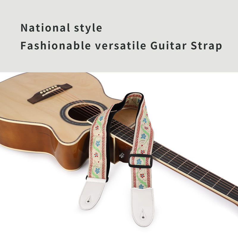 [AUSTRALIA] - Guitar Straps, Acoustic Electric Guitar Straps, Bass Guitar Strap with Adjusatable Length, Guitar Accessories White and Beige 