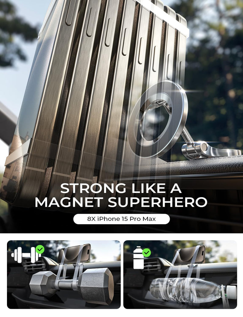 LISEN for MagSafe Car Mount, [24 Strong Magnet] Magnetic Phone Holder for Car, Hands Free iPhone Car Holder Mount Dash Phone Mount for Car Fit for iPhone 15 14 13 12 Pro Max Plus Mini MagSafe Cases Black