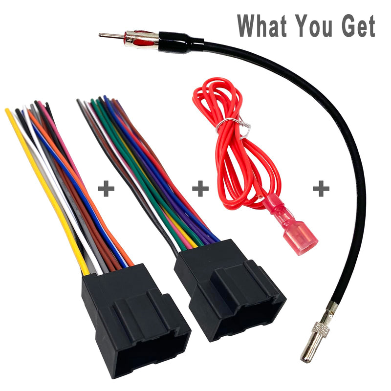 Radio Stereo Wiring Harness with Antenna Adapter for 2006-2017 Chevrolet, GMC, Pontiac, Cadillac, Buick Aftermarket GM Chevy Wire Plug Connector Kit Car Cable Replacement