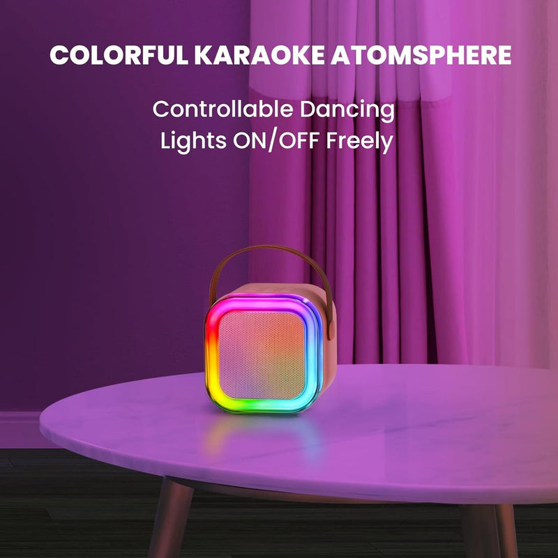 AUTENS Mini Karaoke Machine for Kids&Adults, Portable Bluetooth Karaoke Microphone Singing Speaker with 2 Mic and RGB Multi-Colors, Birthday Gifts Toys for All Smartphones, Family,Home Party