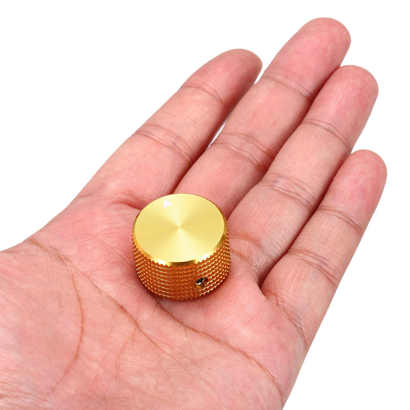 MECCANIXITY 6 Pcs Aluminium Potentiometer Knobs, 1/4" (6mm) Universal Volume Tone Control Knobs for Guitar, Bass, Grid 5/8" Gold