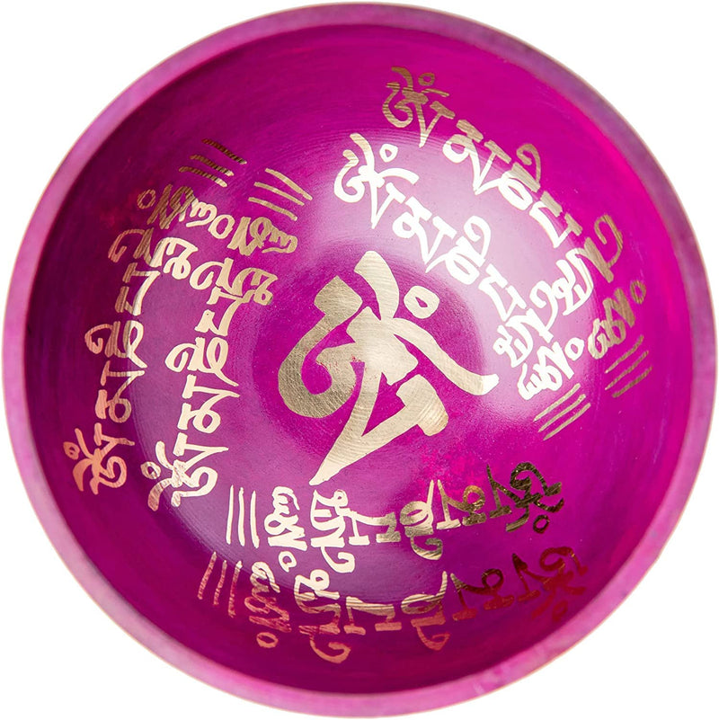 Tibetan Singing Bowl Set - Easy To Play for Beginners - Authentic Handcrafted Mindfulness Meditation Holistic Sound 7 Chakra Healing Gift by Himalayan Bazaar (Orchid) Orchid Pink
