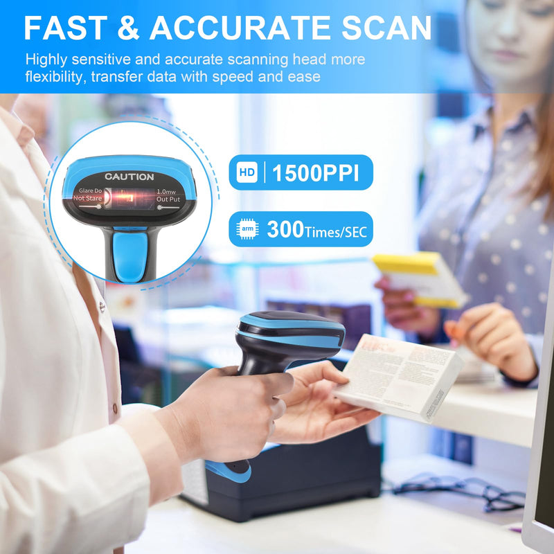 [AUSTRALIA] - Barcode Scanner Onewscan Wireless 1D Laser Bar Code Scanners with Stand 2.4G Wireless & USB Wired Connection Plug and Play Handheld Bar Code Reader 652wl 