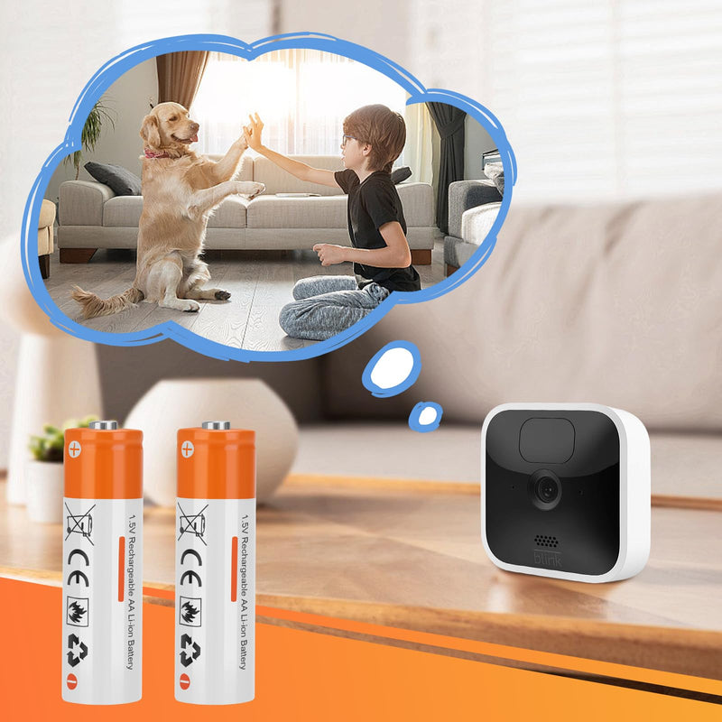 [AUSTRALIA] - 8 Pack Rechargeable 1.5V AA Size Lithium Batteries for Blink Camera, Long-Lasting Double A Battery 2600mWh with 2H Fast Charger (4 Bay Independent Slot) 8 Pack 
