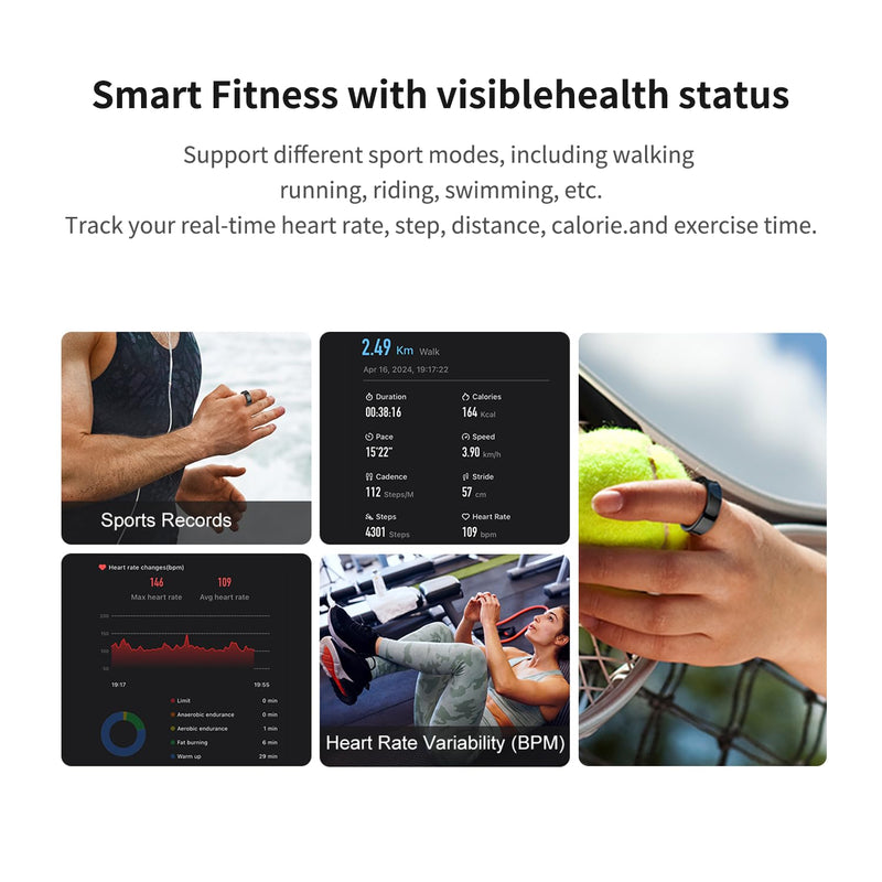 Smart Ring for Women & Men - Sleep Tracker with SPO₂/HRV Monitoring, 5ATM Waterproof, No Subscription Fee, 7-Day Battery iOS Android (13 Sizes, Rose Gold) 13
