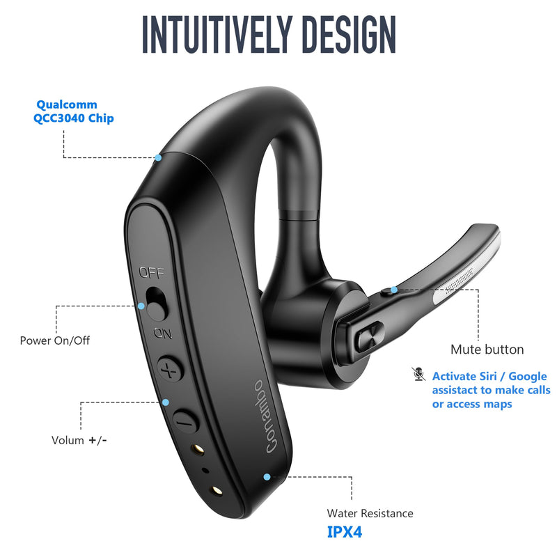 Conambo K10 Wireless Bluetooth Headset V5.2, Bluetooth Earpiece with 750mAH Charging Case 60H Talktime Wireless Headset with Dual Mic Noise Canceling for iPhone Cellphone Trucker Work