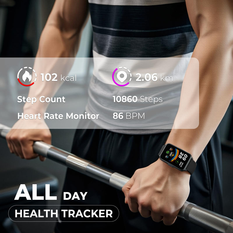 Fitness Tracker (Answer/Make Call)，Smart Watch 24/7 Heart Rate Spo2 Blood Oxygen Monitor Sleep Tracker, 120 Sports Modes Pedometer Calorie Step Tracker, Waterproof Activity Tracker for Women Men Black