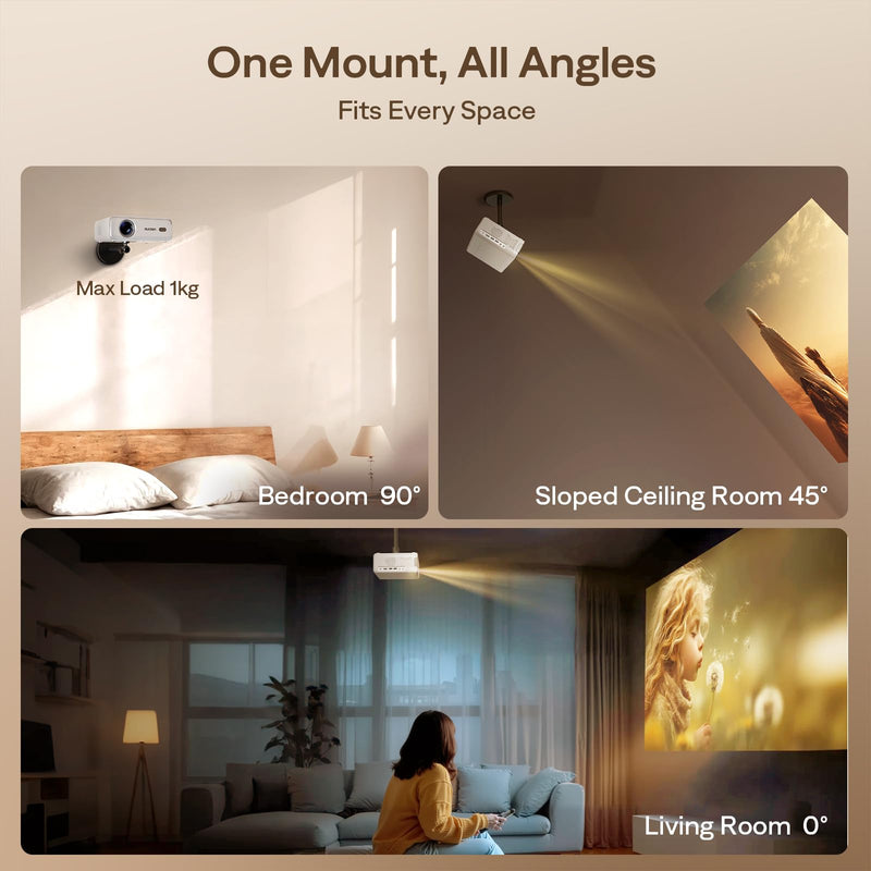 [AUSTRALIA] - Aurzen Ceiling Projector Mount Bracket, 360° Rotation & 90° Tilt, Adjustable 9"-15" Length, ¼-Inch Screw, Compatible with TMY, HAPPRUN, Yaber, Epson & Most Projectors Ceiling Mount 
