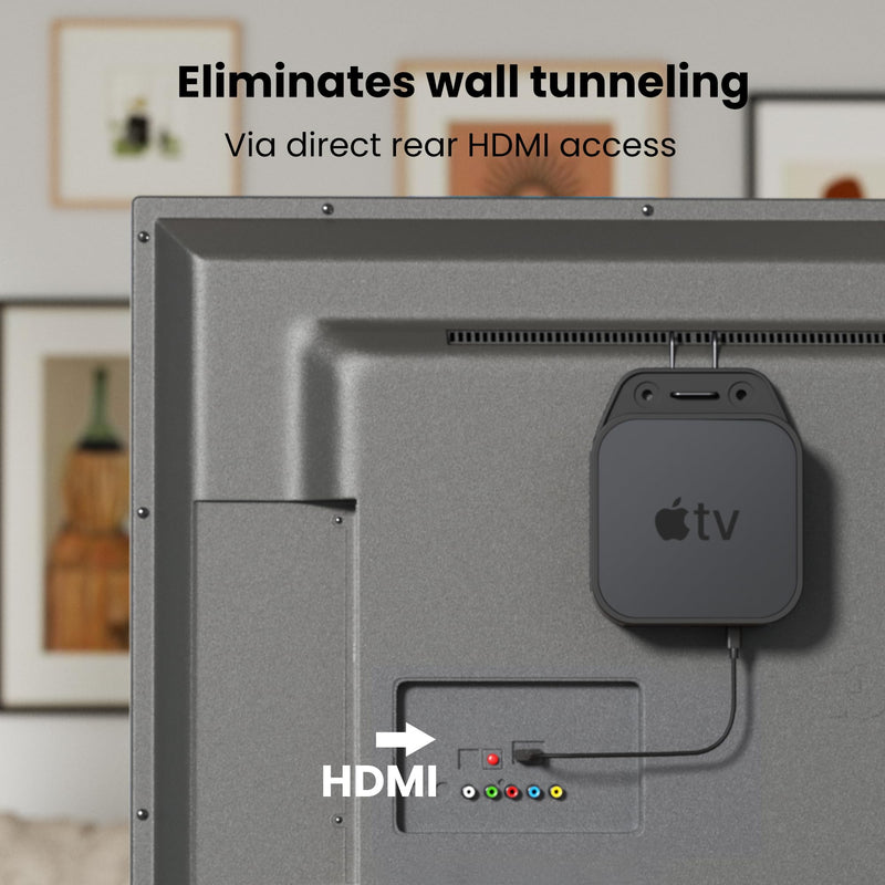 Silicone TV Mount Compatible with All Apple TV Generations (Including 4K Models) –No-Drill Wall Mount Behind TVs Bracket, TV Holder，Anti-Scratch