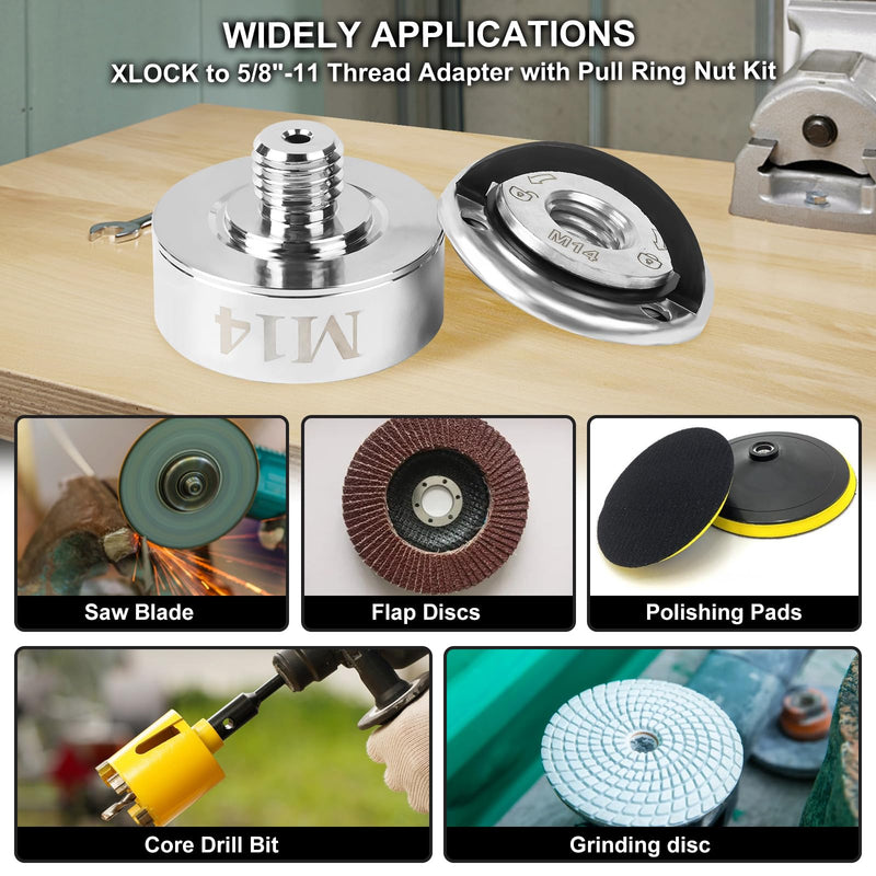 [AUSTRALIA] - Qivine 3Pcs Xlock Adapter to M14 Thread, Alloy Thread Xlock Adapter Kit, Angle Grinder Cutting Blade Adapters with Quick Change Nut Ultra-robust for Diamond Drill bits, Cutting Blades M14 for Europe 
