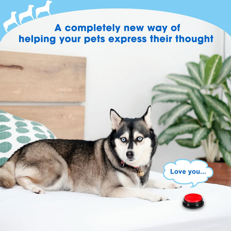 Voice Recording Button, Dog Buttons for Communication Pet Training Buzzer, 30 Second Record&Playback, Voice Recording Clicker for Cat, Puppy, Pet Trainin, Funny Gift for Study Office Home 4 Pcs