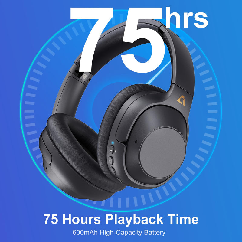 YMOO Bluetooth 5.2 Hybrid Active Noise Cancelling Headphones for Airplane Travel, Wired and Wireless ANC Headphones, 80H Playtime Over Ear Headphones, Bluetooth Headset with Mic for Adults