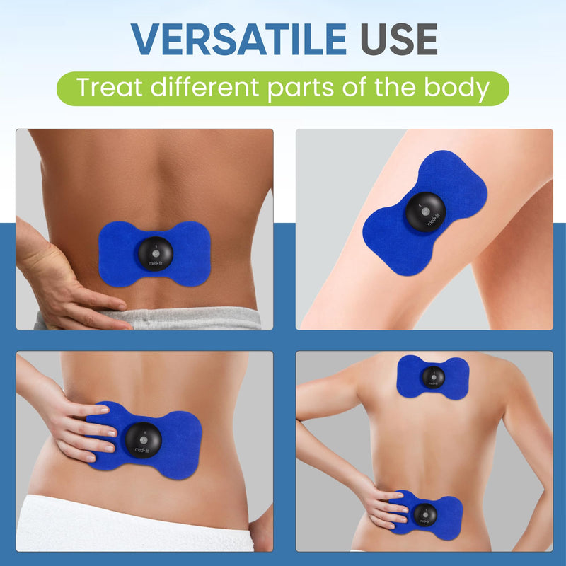 Med-Fit Butterfly Wireless TENS Self Adhesive Electrode - Versatile, Durable and Hassle-Free Pain Relief (Blue, Butterfly 3-Pack) Butterfly 3 Pack Blue