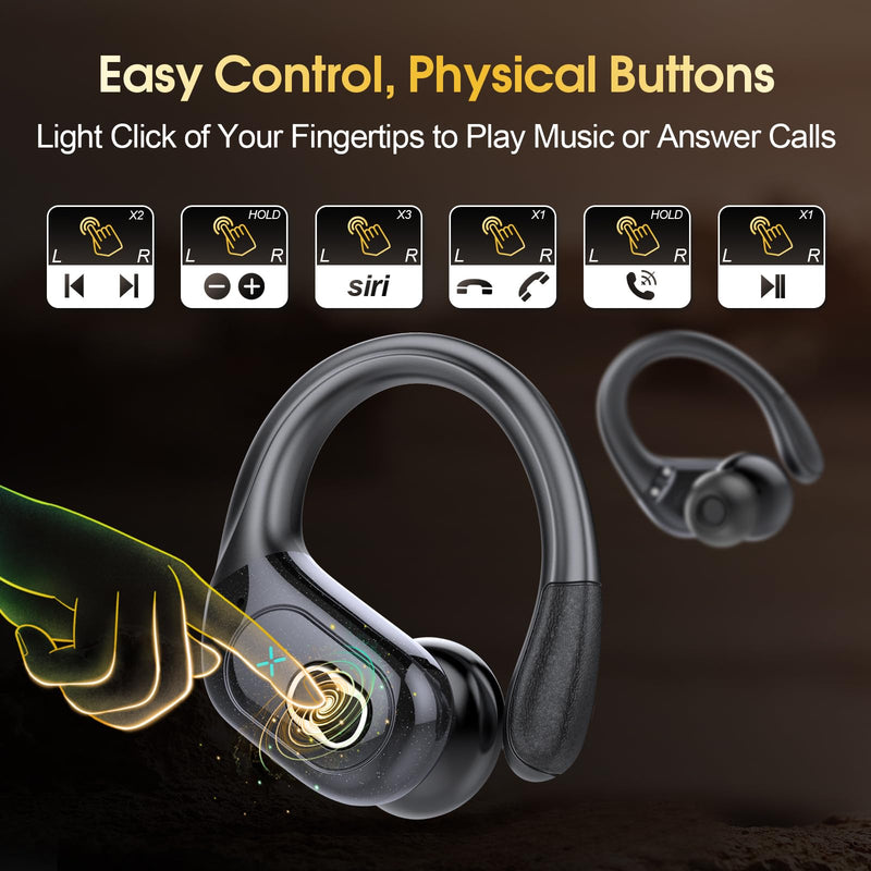 Wireless Earbuds 75hrs Bluetooth 5.4 Headphone Sport, 2024 Bluetooth Earbuds Stereo Deep Bass Over Ear Bud with Earhooks, ENC Noise Cancelling Mic, IPX7 Waterproof Earphone for Workout/Running