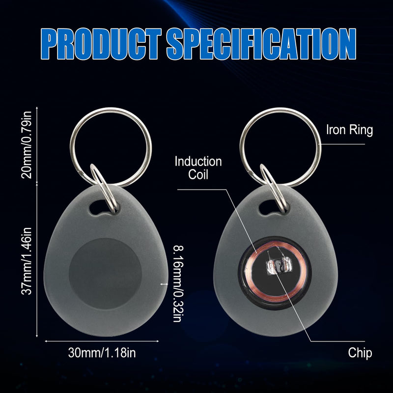 RFID Key Fobs Writable, HID 125KHZ 26 Bit Keyfobs Proximity Fob RFID Key Fob Id Card Token Tags Prox Key ISO-Prox 1346 1386 1326 H10301 Access Control Systems KeyTags (Gray,50) Gray 50