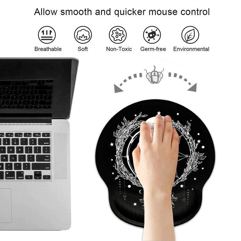 Ergonomic Mouse Pad Wrist Support and Cute Coffee Coaster, Celestial Theme Sun with Crescent Moon Design Wrist Rest Mousepad, Pain Relief Wrist Mouse Pads for Computer Laptop Home Office Bos-wrist Mp-15