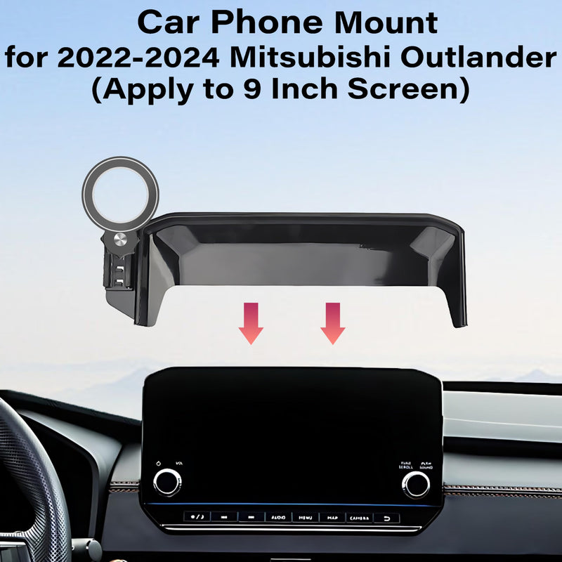Car Phone Holder for 2022-2024 Mitsubishi Outlander 9" Screen Accessories | MagSafe Strong Magnetic Clip Cell Phone Mount, 360° Rotatable HandsFree Holders, with Organizer Tray, Not Block Air Vents ﻿ fit for 2022-2024 Mitsubishi Outlander(9 Inch)