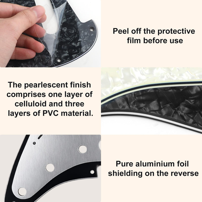 [AUSTRALIA] - 2 Pack Guitar Pickguard SSS 11 Hole for Stratocaster Replacement, 3 Ply Electric Guitar Scratch Plate with Pure Aluminum Foil Shielding, Modern Style Backplate, Fits US/Mexico Standard Strat 