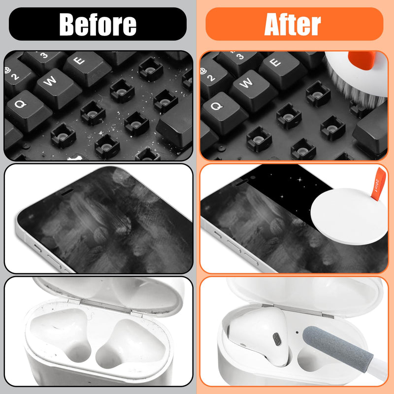 Laptop Phone Screen Cleaner Kit, Computer Keyboard Brush Cleaning Spray for iPhone AirPods MacBook iPad, 20-in-1 Electronic Device Clean Tool for Camera PC Monitor Earbud TV Tablet Car Screens White