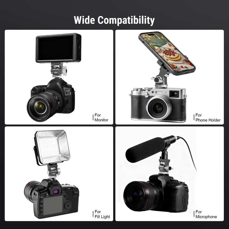 [AUSTRALIA] - Tilt Adjustable Camera Monitor Mount,Swivel Field Monitor Holder with Cold Shoe Mount 1/4"-20 Screw for 5” and 7”Monitor(Grey). Grey 