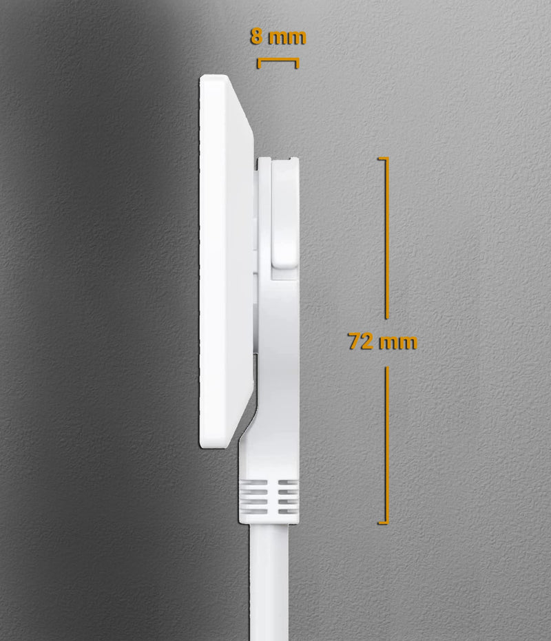 MutecPower 3 Metre Extension Cable with Flat Connector Quality Plastic Schuko Extension with Flat Plug Earthing Contact 90° Angle Plug and Earthing Contact Coupling up to 250V 16A IP20-3m White 3 metres