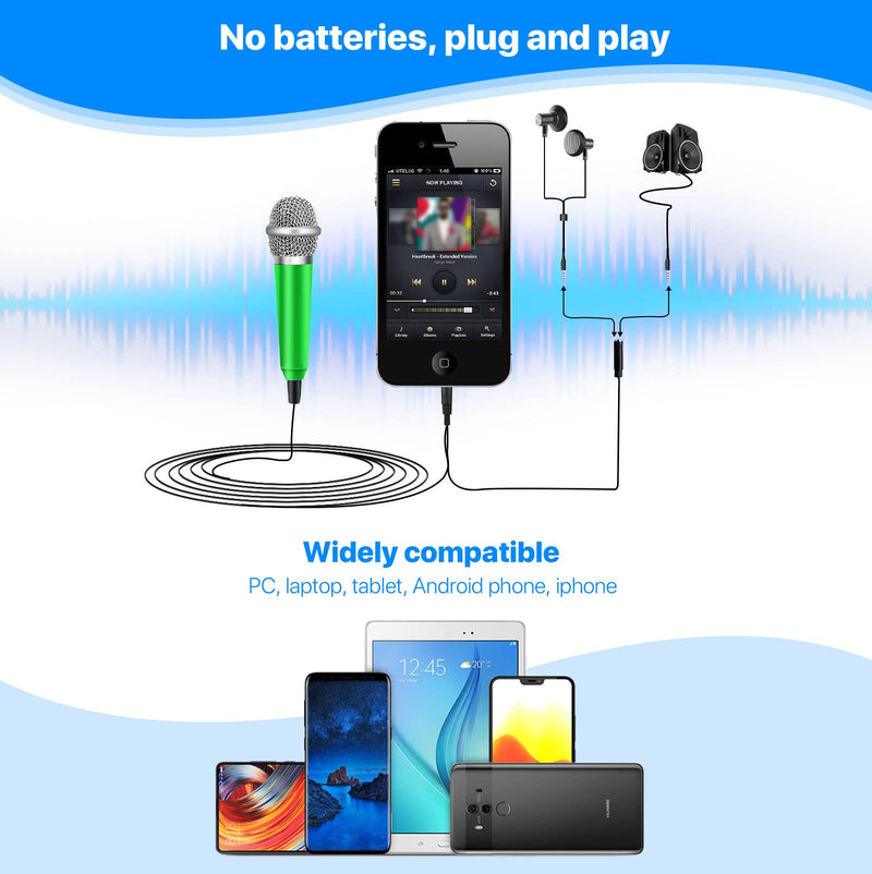 Mini Microphone,Tiny Microphone,Phone Microphone, Asmr Microphone,Mini Karaoke Microphone,forVoiceRecording Chatting and Singing on iPhone,Android,PC(Green) Green