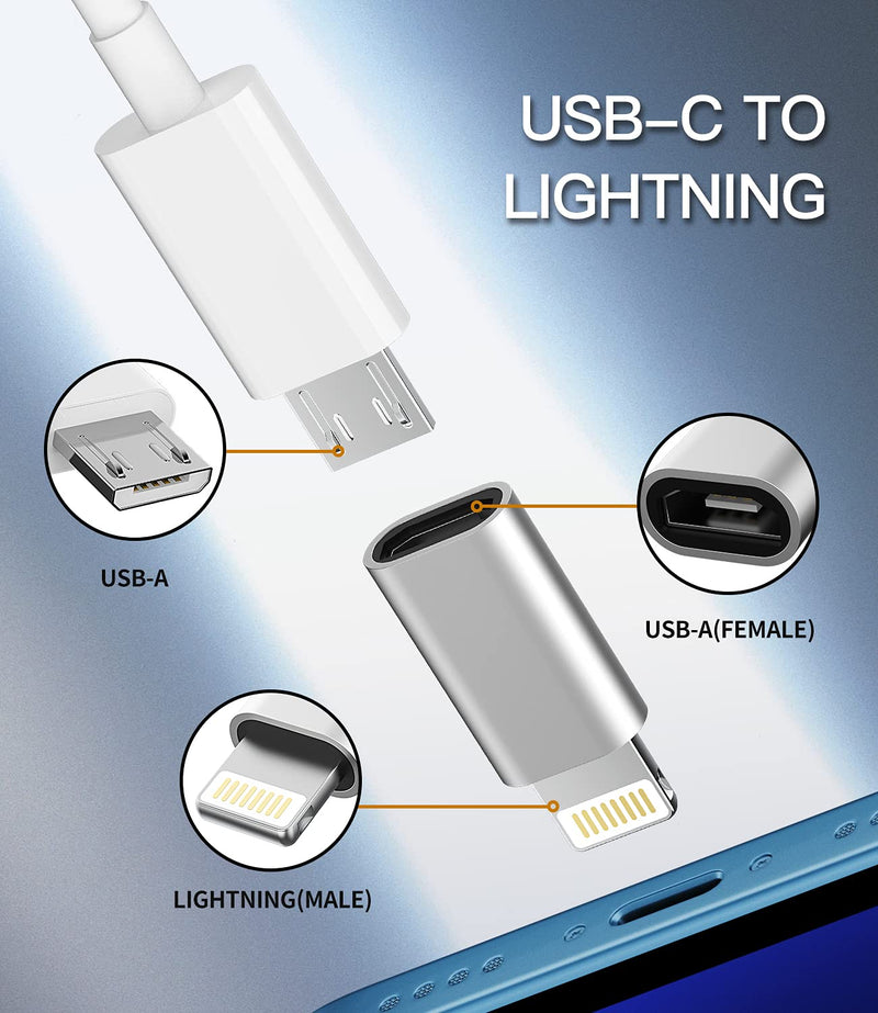 [AUSTRALIA] - Micro USB to Lightning Adapter（3 Pack）Fast Charging Data Transmission Converter Micro USB Female Cable to Lightning Male Connector Compatible for Iphone 13 12 11 Pro Max Mini Xr Xs X 8 7 6 Ipad 