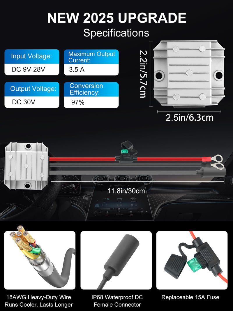 [AUSTRALIA] - Starlink Mini 12V Adapter [Supports up to 150FT Cable] 12V/24V to 30V 3.5A DC Boost Converter for Starlink Mini, Starlink Mini Power Cable with Female Plug 9-28V Input for Off-Road,RV, Marine,Outdoor QJ-SMSYQ-F 