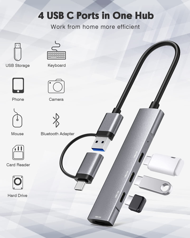 USB C to USB C Hub,4-Port USB C Hub/USB to USB C Adapter,Data Transfer Only