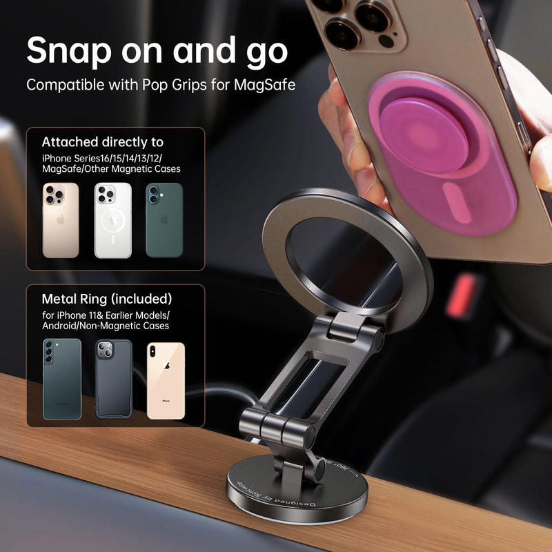SYNCWIRE MagSafe Car Mount Bundle - 360° Rotating Magnetic Phone Holder for Car Dashboard & Tesla Screen, Strong Magnets Compatible with iPhone 16 15 14 13 Pro Max & Samsung
