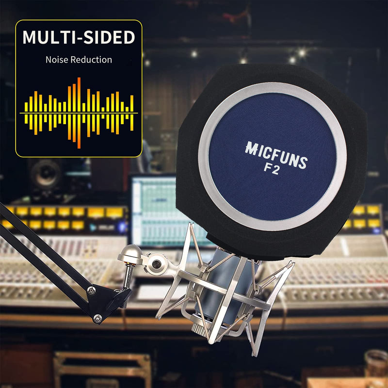 [AUSTRALIA] - Studio Microphone windscreen F3 Microphone Wind Shield Pop Filter for 1.77 inch-2.36 inch Vocal Isolation Booth Portable Studio Equipment, soundproof Cover（Blue） blue 
