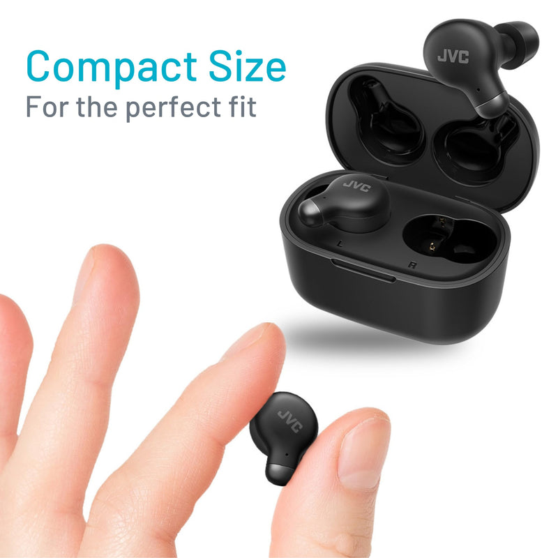 JVC Active Noise Cancelling True Wireless Earbuds - Bluetooth 5.3 with ANC - Comfortable Fit with S/M/L Silicon & Memory Foam Earpieces - IPX4 Water Resistant - 28 Hrs Playback - Compact Charging Case Black