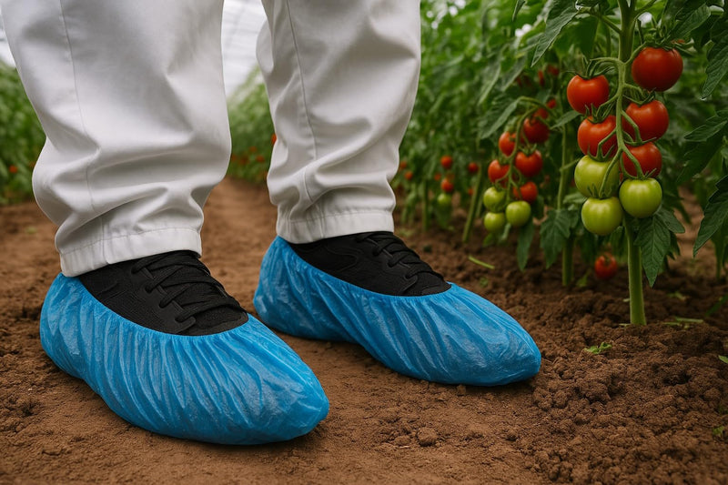 ARESO Disposable Shoe Covers with Elastic Band, Waterproof Overshoes, Blue Overshoes, Disposable Pack of 100