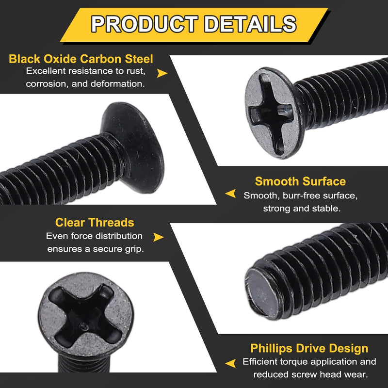 PATIKIL 450Pcs 30pcs of Each M2 M2.5 M3 Laptop Computer Screw Kit Black | Carbon Steel, Phillips Flat Countersunk Head Screw Assortments, for Universal Laptops PC Case DIY Repair