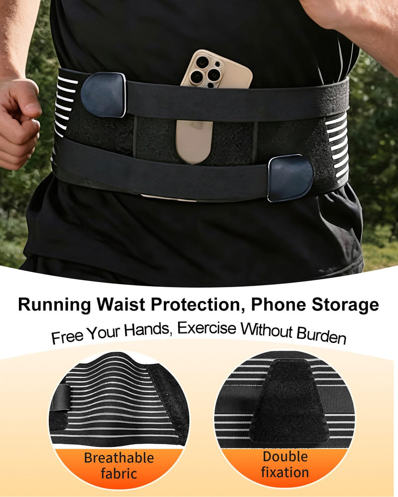 2 in 1 Waist Support Belt with Detachable Gooseneck Phone Holder | 360° Adjustable Flexible Phone Mount, Fits 4.7-6.9" Phone, Foldable & Portable for Live Stream Cooking Recording