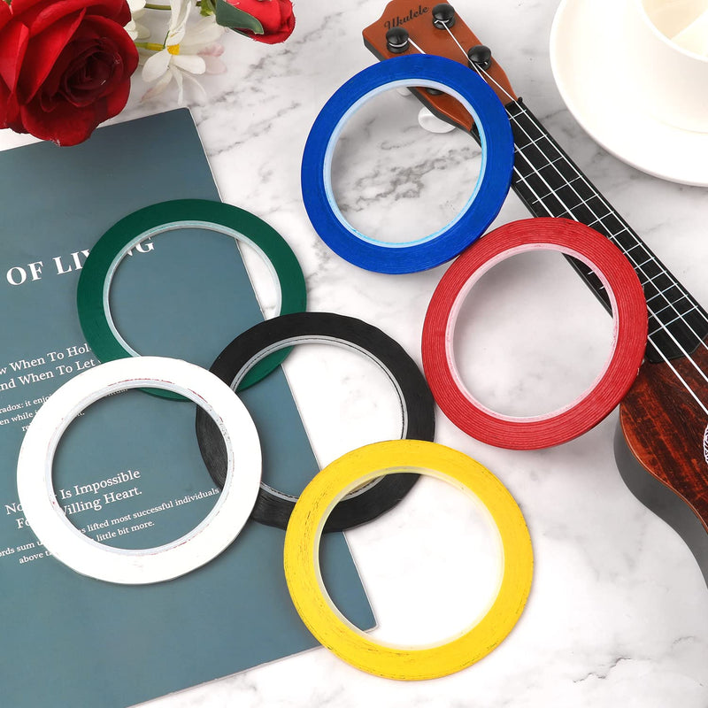 6 Rolls Violin Tape Fingerboard, 216 ft/66m Cello Tape Instrument Fingering Tape Violin Tape for Beginners Fretboard Orchestral Instruments (6 Colors)