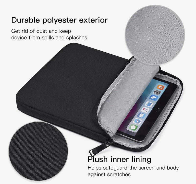 10 inch Waterproof Tablet Sleeve Case for 10.9 New iPad/iPad Pro 11/10.2 iPad/10.9 iPad Air 5 4/10.5 iPad Pro Air, Fire Max 11 Tablet/Kindle Fire HD 10 10.1/Scribe 10.2,Samsung Galaxy Tab A8/A7/S8/S7 9-11 Inch Black