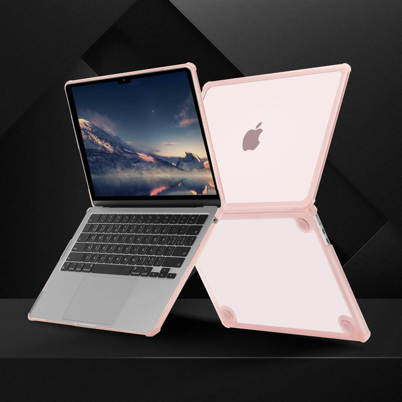 MOSISO Compatible with MacBook Air 13 inch Case 2024 2023 2022 M3 A3113 M2 A2681, Anti-Cracking Heavy Duty TPU Bumper Plastic Hard Case&Keyboard Skin&Screen Film for MacBook Air 13.6, Pink