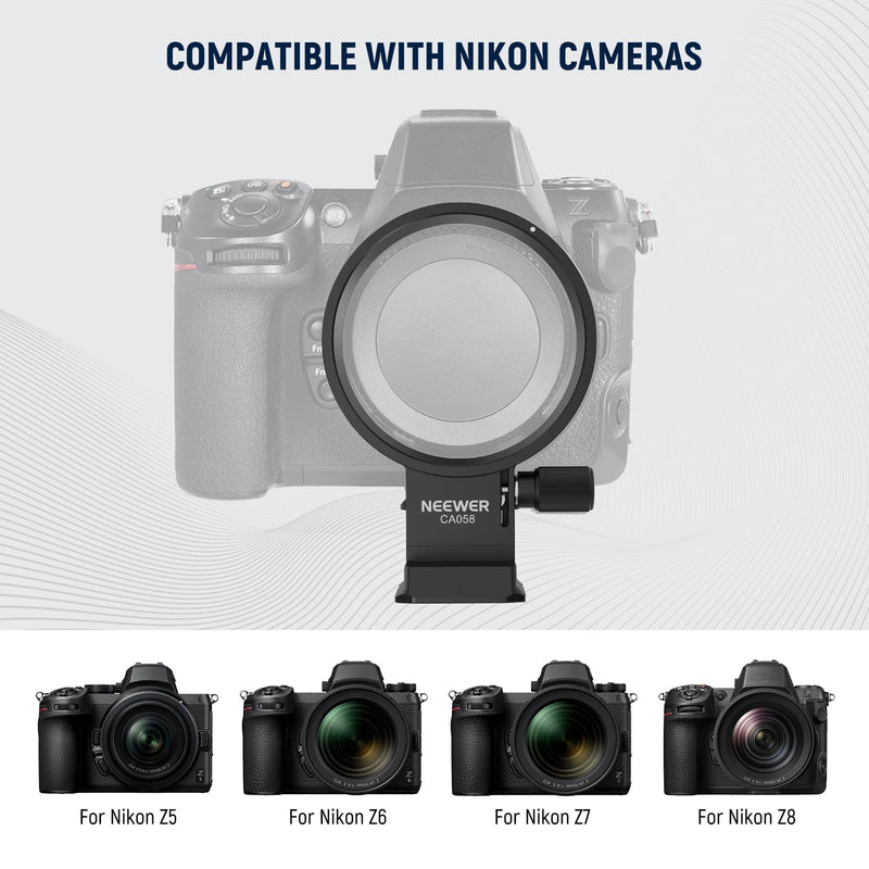 NEEWER Rotatable Collar Mount Plate for Nikon Z8 Z7 II Z6 II Z5 FTZ II Adapter, Fast Horizontal to Vertical Camera Tripod Lens Mount Ring Compatible with DJI RS 3/2 & Arca Quick Release System, CA058