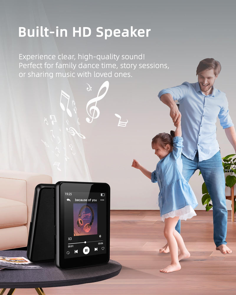 [AUSTRALIA] - 64GB MP3 Player with Bluetooth 5.3, Portable Music Player 2.4" Full Touchscreen with Speaker, FM Radio, Voice Recorder, E-Book (Earphones Included) 