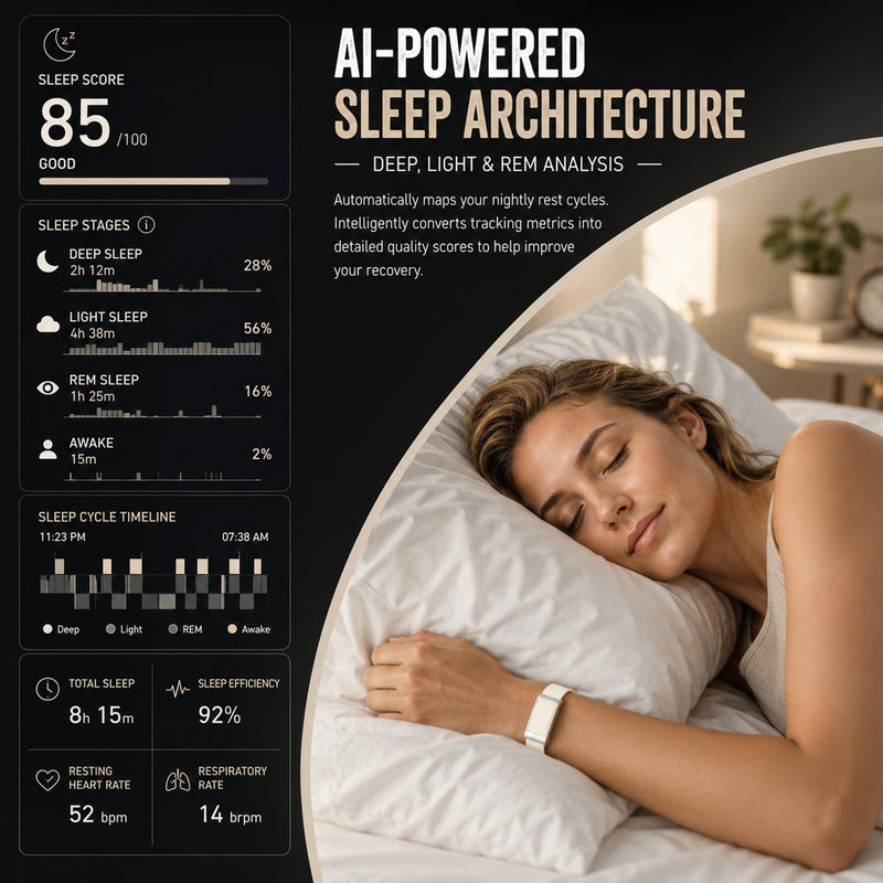 Smart Band Fitness Tracker Smart Bracelet for Women Men Health Arm Band Tracker with Heart Rate Monitor Fall Detection Alert SOS Emergency Assistance AI Sleep & Health Analysis for Android iOS BLACK