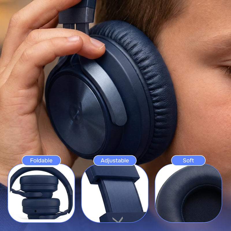 ARTIX Wireless Headphones for Kids Bluetooth Headphones for School (Blue) | Built-In Microphone, Adjustable Headband, Dual Mode, Foldable, Bluetooth 6.0, 40 Hours Playtime, Over-Ear Head phones Blue