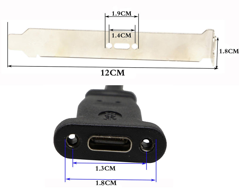 zdyCGTime(50cm) Type E Male USB 3.1 Front Panel Header to USB-C Type-C Female Extension Cable with Panel Mount Screw