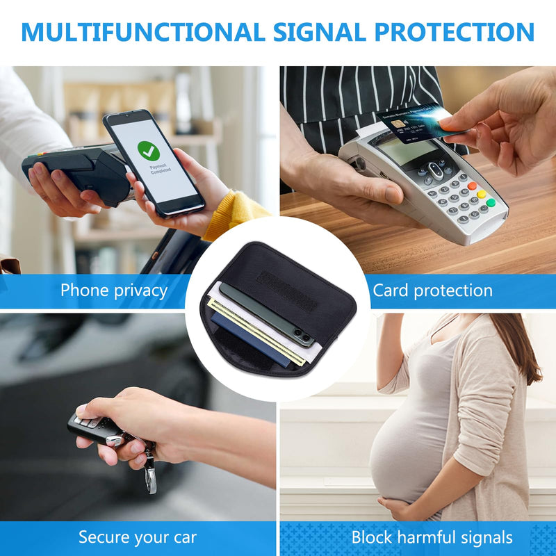 TENOC Faraday Bag for Cell Phones and Car Keys, RFID Signal Blocking Pouch, Anti-Theft Keyless Entry Protector, Privacy Security Sleeve Case for Men Women, Black