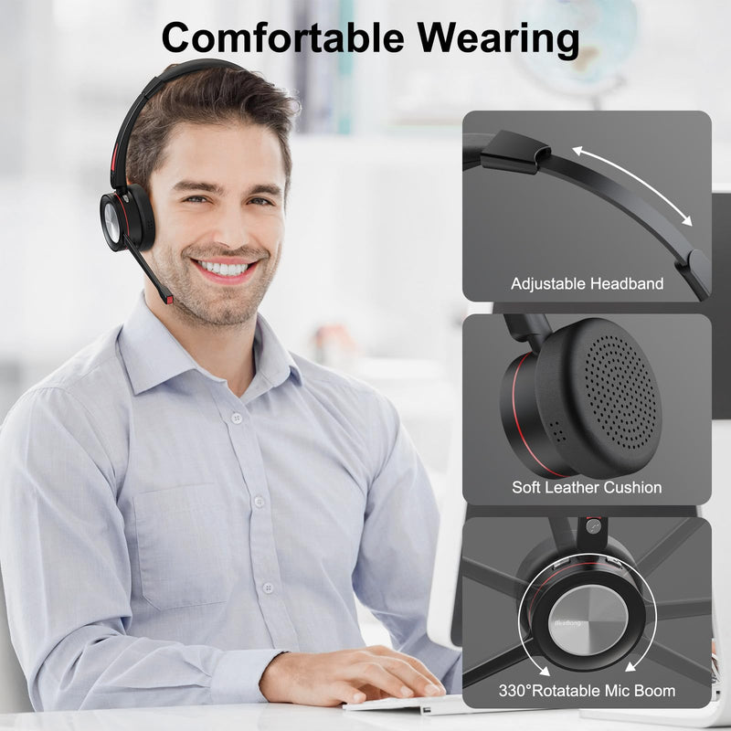[AUSTRALIA] - Bluetooth Headset with Microphone Noise Cacenling, Mono Wireless Headset with Mic & Mute Button, 40 Hrs Working Time, Bluetooth Office PC Headset for Call Center Work Laptop Teams Meeting 890BT 