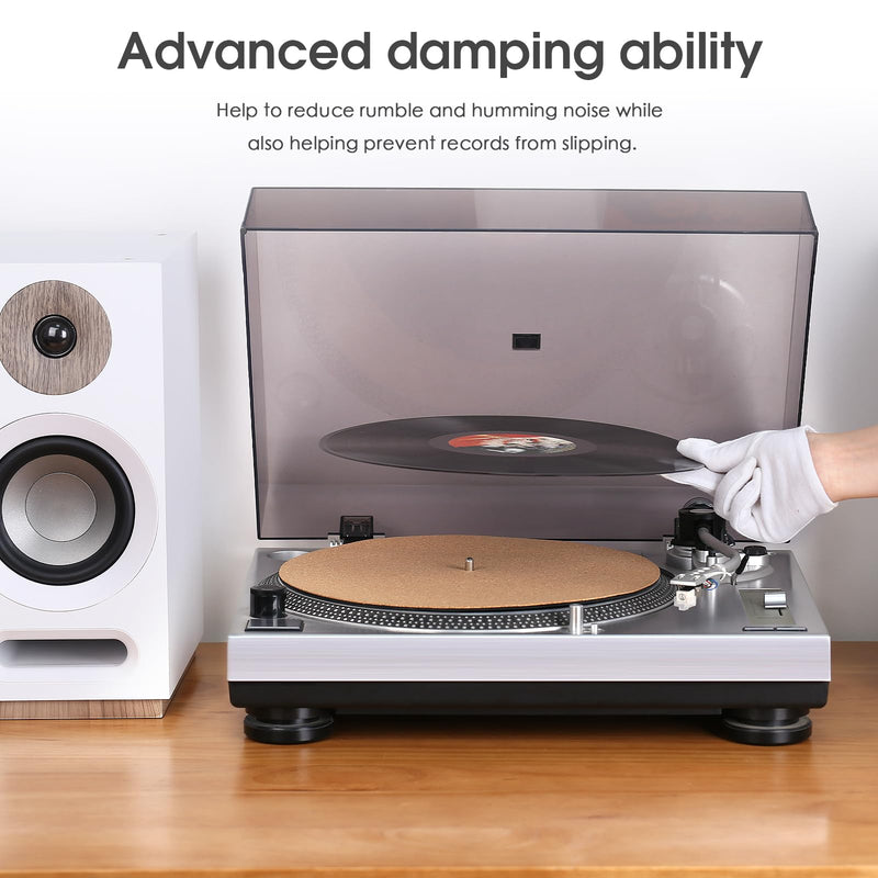 [AUSTRALIA] - Nobsound Turntable Slip Mat: Anti-Static Platter Pad for 12-Inch LPs, Cork + Leather Reversible 3mm, Cuts Rumble for Home & Studio Use, Audiophiles 