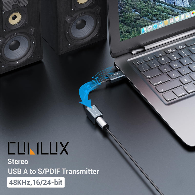 [AUSTRALIA] - Cubilux USB to S/PDIF Transmitter, USB A to TOSLINK Output Adapter (Stereo Sound, Not for 7.1/5.1, NOT for TV), USB Optical Audio Converter Compatible with Windows Linux PC Laptop Computer 