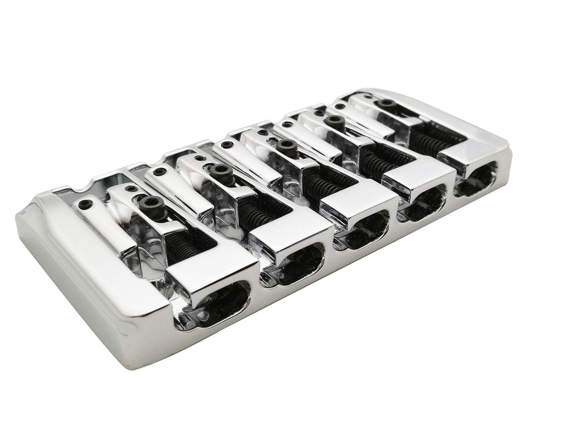 Guyker 5 String Bass Bridge with Locking Zinc Saddles – Dual Load Type A Bridges String Space 19mm Replacement for Jazz Bass or Precision Electric Instruments (Chrome) Chrome