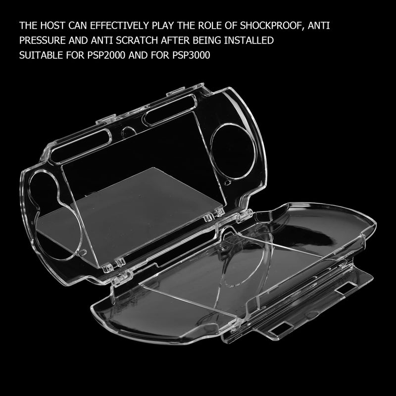 Protective Shell, for PSP 2000 3000 Game Console, Transparent Crystal Protective Cover Shell Skin, Full Housing Case with Movie Bracket, Shock/Scratch Resistant