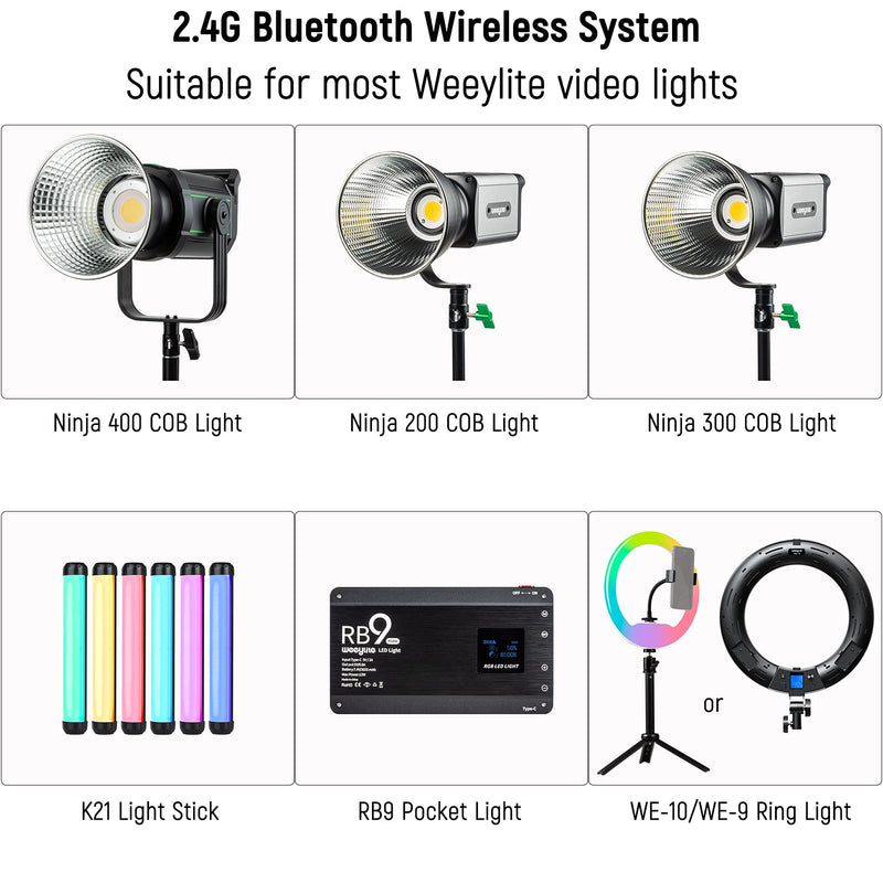 RC-11 Wireless Remote for Weeylite RB9 Light/WE-10/WE-9 RGB Ring Light Ninja 20 200 300 400 Series COB Video Light, VILTROX K60/Sprite 15B 15C Lights
